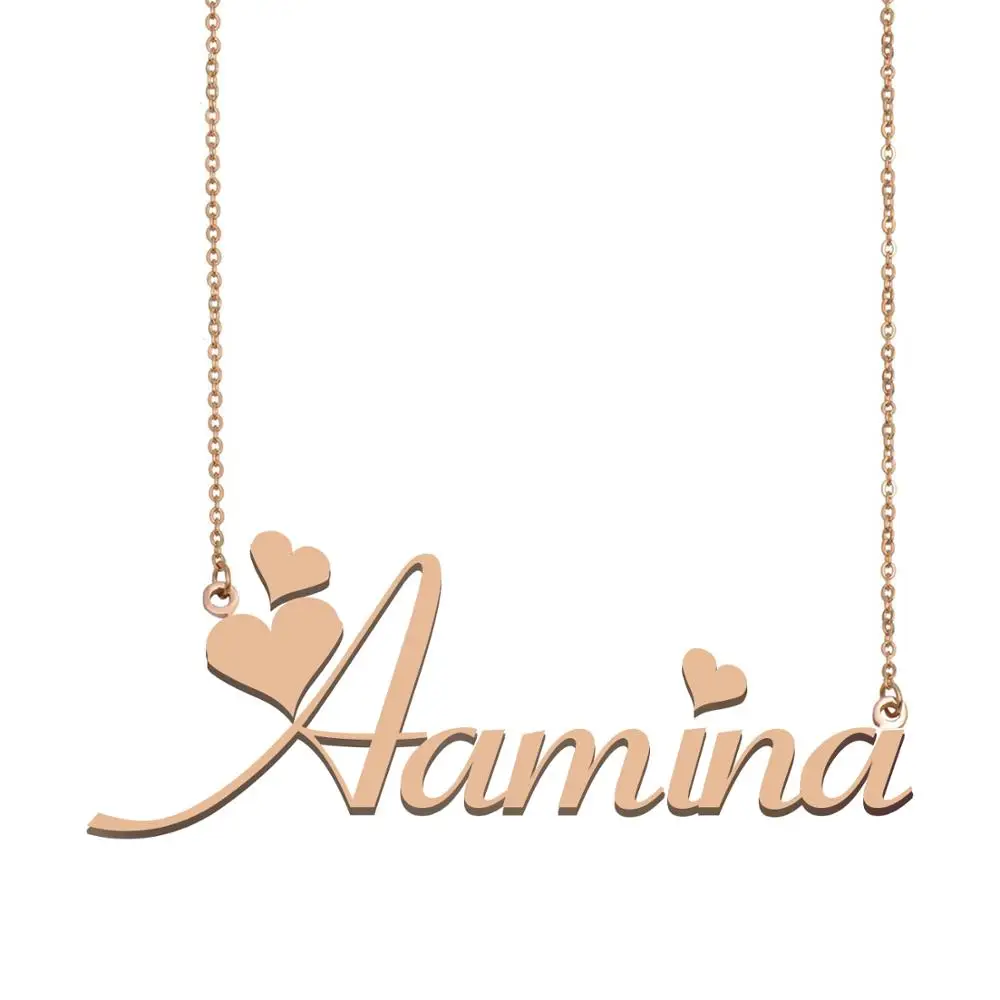 

Aamina Name Necklace , Custom Nameplate Necklace for Women Girls Best Friends Birthday Wedding Christmas Mother Days Gift