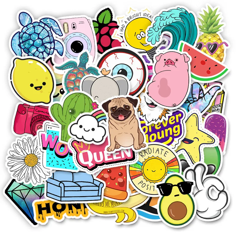 50 шт. для девочек Kawaii розовые забавные граффити наклейки прохладная летняя