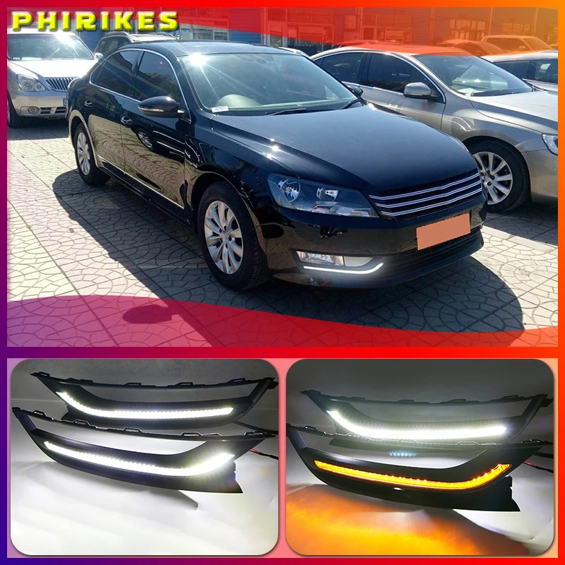 2 шт. для Volkswagen VW Passat 2013 2014 2015 B7 LED Дневные ходовые огни Дневной свет противотуманные фары       