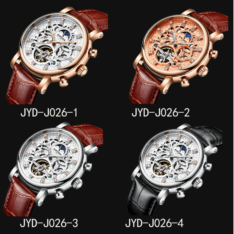 

KINYUED Top Luxury Tourbillon Skeleton Wrist Watch Men Automatic Mechanical Watches Rose Gold Calendar Male Clock reloj hombre