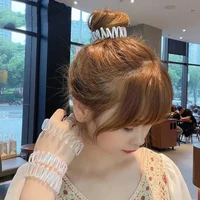 new telephone wire hair tie wide size phone cord ponytail holder clear shiny color rubber elastic hair band women accessories