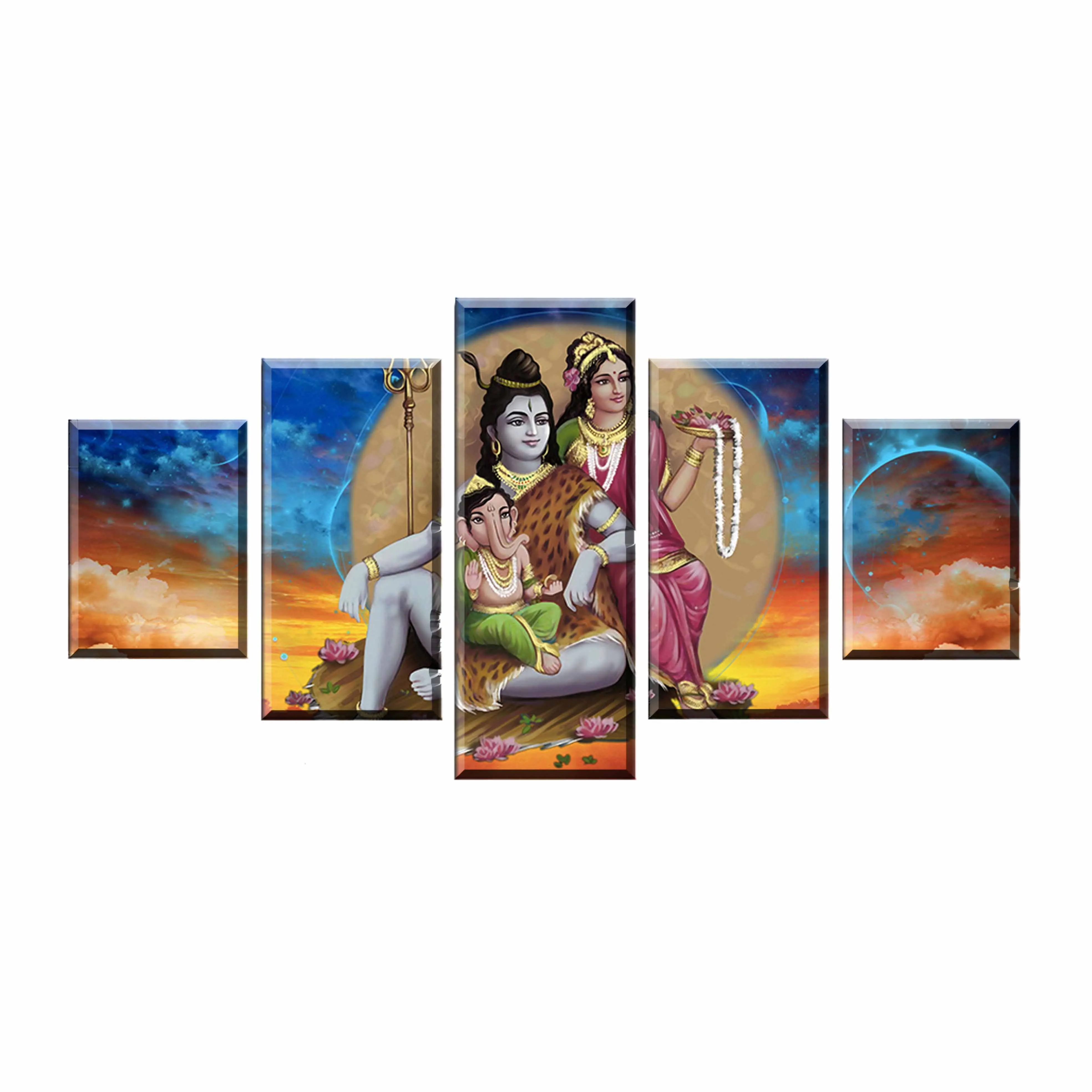 

Home Decor Canvas Prints Painting Poster 5 Pcs Ganesha Elephant God Wall Art For Bedside Background Modular Pictures Framed