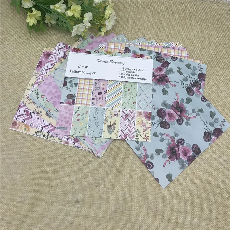24 sheet 6&quotX6&quotLovely Silence Blooming flower patterned paper Scrapbooking pack handmade craft Background pad | Дом и сад