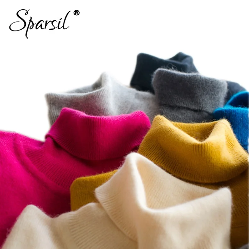 Sparsil Women Winter Warm Turtleneck Cashmere Sweater Women's Plus Size Knitted Wool Sweaters Lady Casual Pullovers Female Tops | Женская