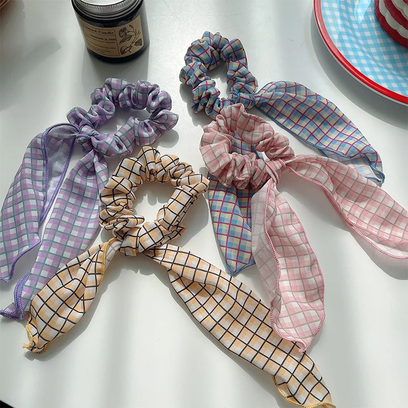 

Женские милые эластичные резинки для волос в клетку с бантом женские милые цвета мягкие резинки для волос резинки Детские аксессуары для во...