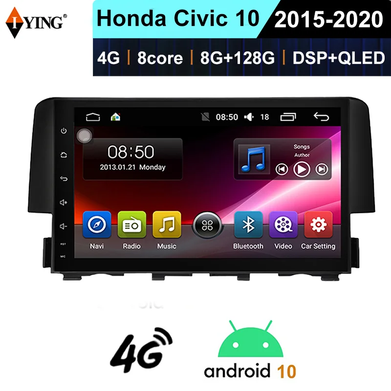 

IYING Car Carplay Tablet with Wifi Bluetooth FM Android Radio Video Player for Honda Civic 10 2015 2016 2017 - 2020 Multimedia