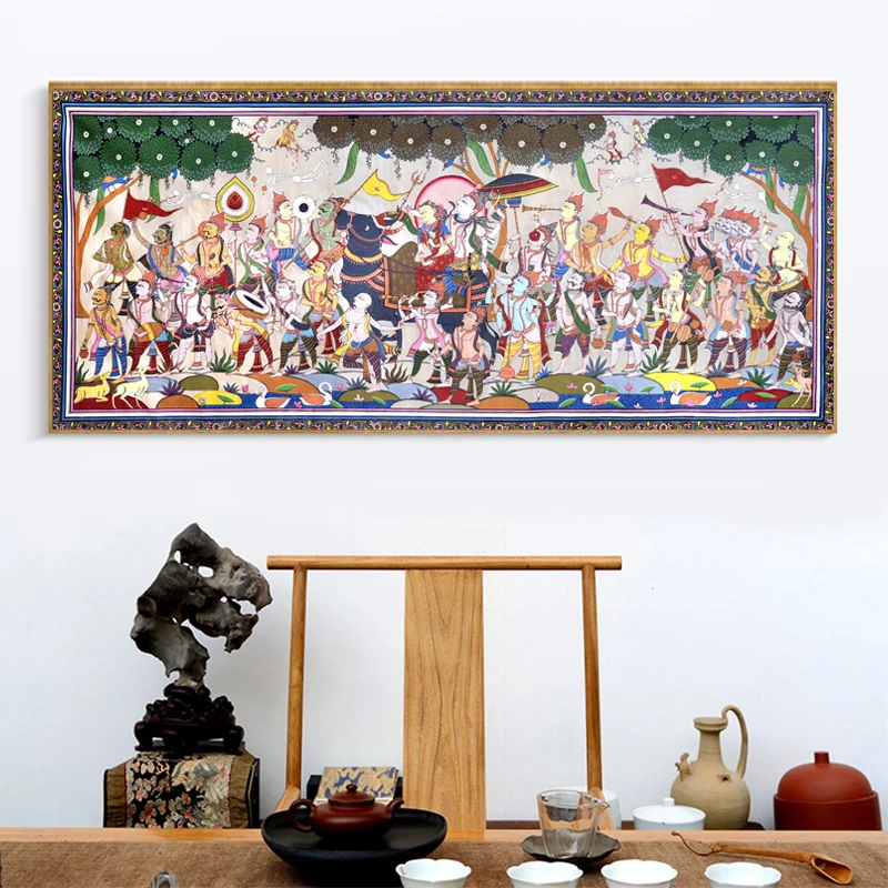 CHENFART холст настенная живопись лорд Шива принимая его невеста Parvati дома с Baraat