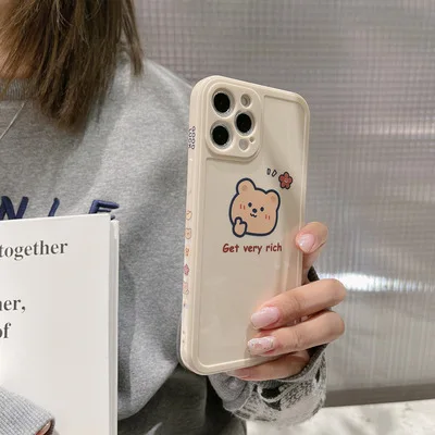 

Side Bear English Letter Silicone All-inclusive Mobile Phone Case Comfortable TPU Material Suitable For Apple And Huawei Series