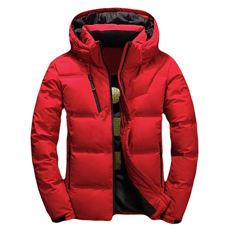 Мужской пуховик короткое пальто зимняя утепленная куртка на белом утином пуху