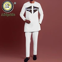 tracksuit men african clothing set print shirts and pants suit dashiki outfits blouse pockets attire traditional set a2116066