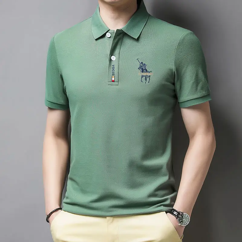 

Summer New Embroidery Men's POLO Shirt Loose Lapel Men's T-shirt Middle-aged and Young Half-sleeved T-shirt Polo Color Style