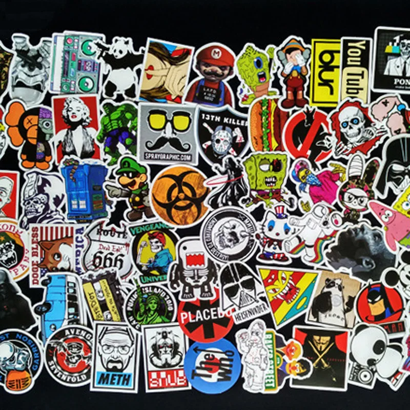 100 шт смешанные наклейки для автомобиля скейтборда ноутбука багажа сноуборда