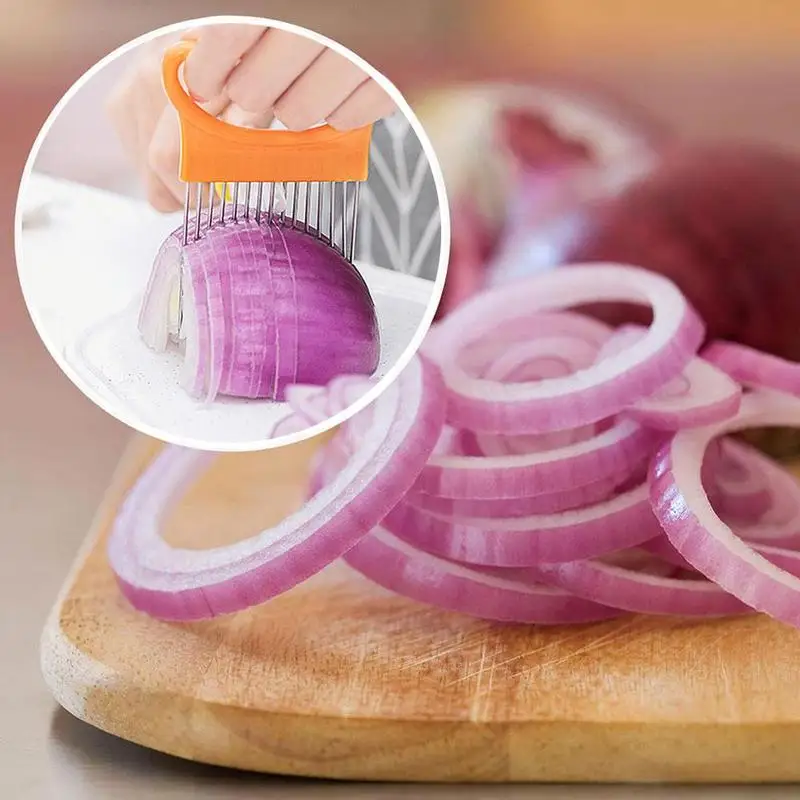 

Multifunction Shrendders Slicers Tomato Onion Vegetables Onion Kitchen Cutting Slicer Steel Tool Needle Plug Meat E4U1