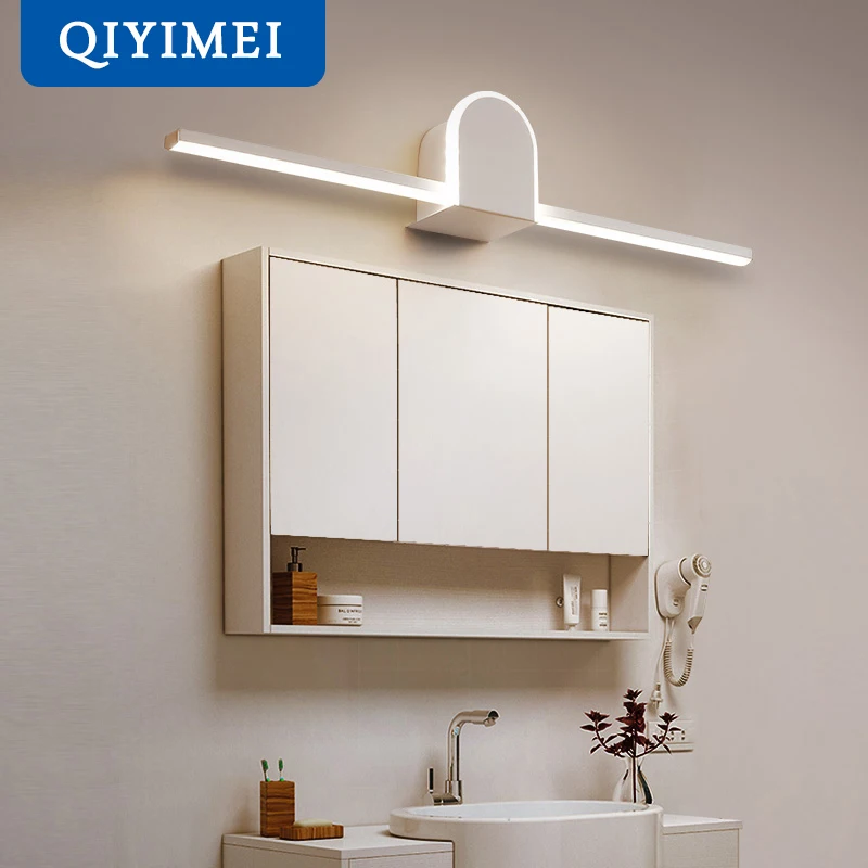 

Modern 40cm 60cm 80cm LED Mirror Light Iron Silicon White Black Painted Lighting Washroom Makeup Luminaria Luminaire Wandlamp