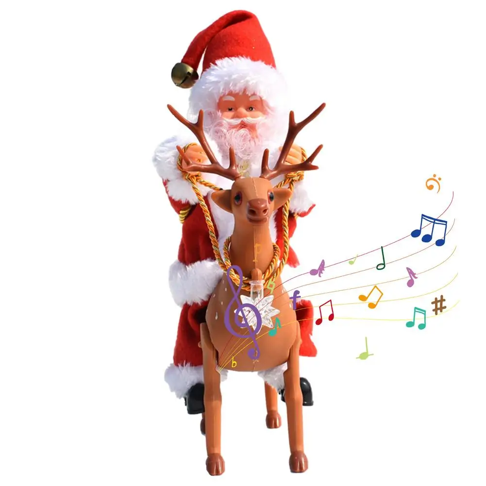 

Креативная игрушка Санта-Клаус для езды на лося, забавная электрическая игрушка Санта-Клаус, музыкальная игрушка для детей