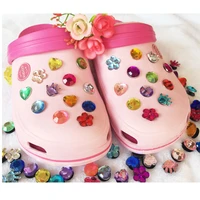 1 set acrylic crystal shoes decoration heart shaped palm flower buckle accessory garden shoes croc shoes accessories