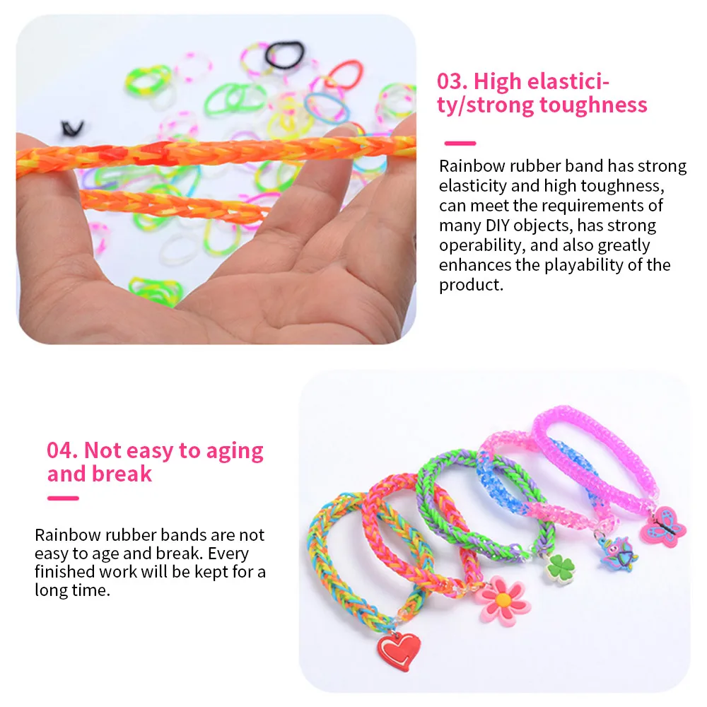 

Loom Bands Kits Colorful Convenient Interesting High Elastic DIY Color Rubber Band For Children Rainbow Hand Knitting Machine