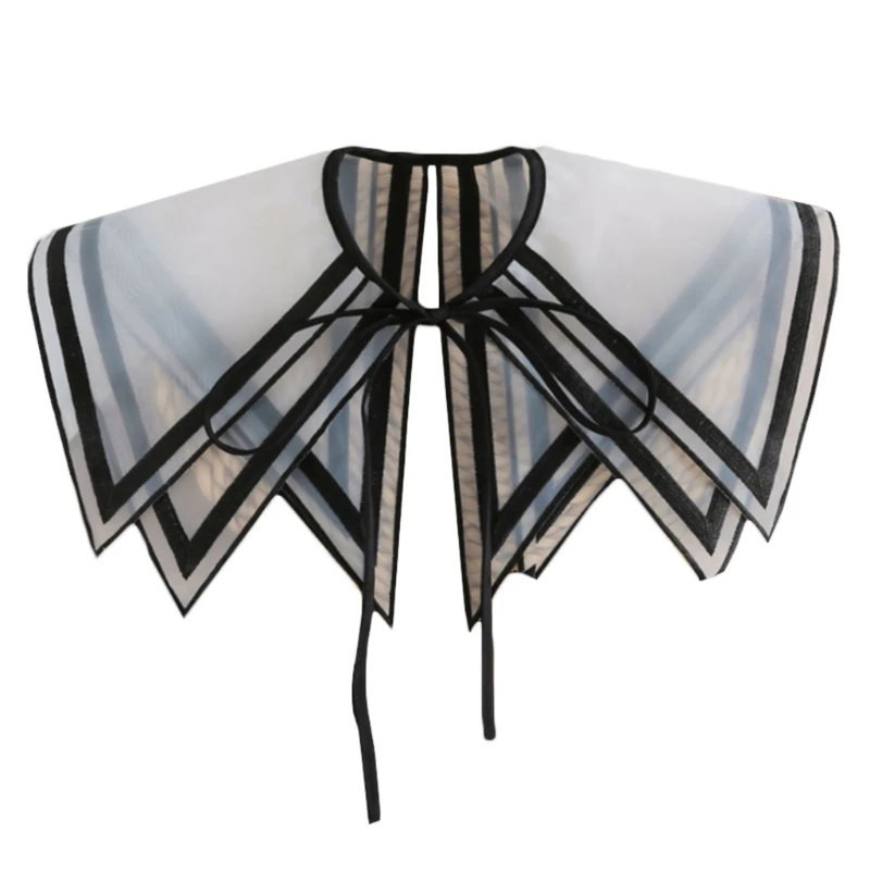 

Women Elegant Organza Faux Collar Shawl Layered Lace Splicing Tulle Necklace