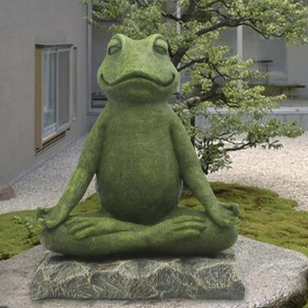 

Animal Statue Hand-casted Anti-ultraviolet Resin Yoga Buddha Frog Statue for Garden