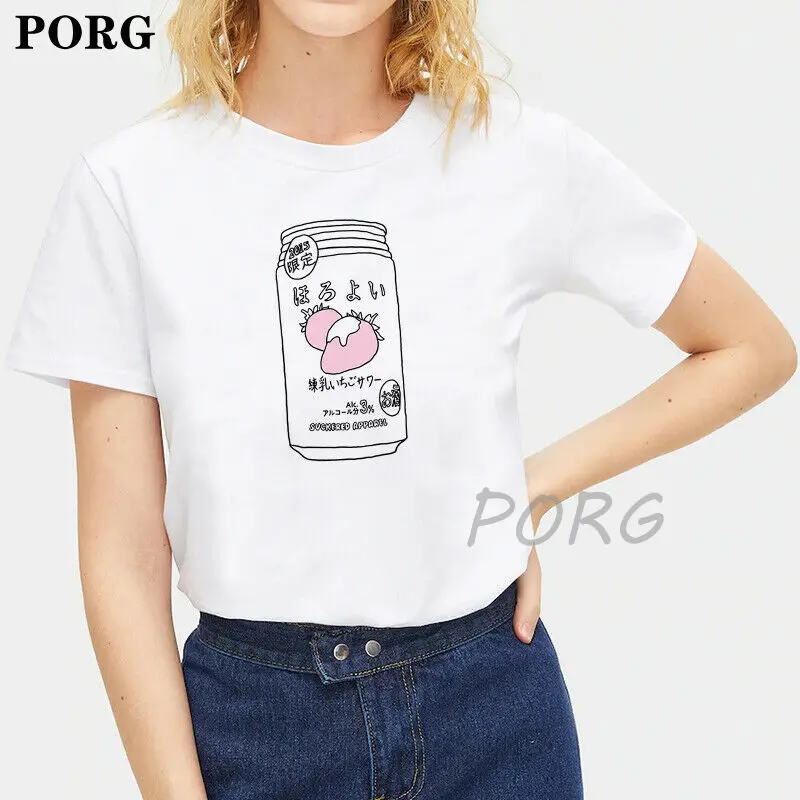

Women Ladies Harajuku Anime Food Print T-shirt Tee Short Sleeve Summer Women Summe Aesthetic Tshirts O Neck Ladies Tops Femme