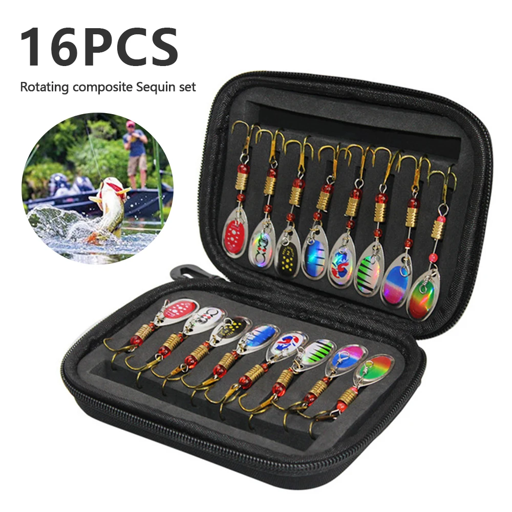 

16Pcs Fishing Spoons Lures Metal Baits Set Spinner Baits Metal Sequin Spoon Lures Bass Trout Spinner Lures Metal Lure Tackle