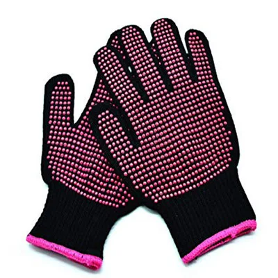 Silicone hotpink 1 шт. Профессиональные Термостойкие Перчатки для укладки волос, инструмент для завивки, прямые утюжки, черные теплые перчатки, силиконовые перчатки G0323 - Цвет: Silicone hotpink