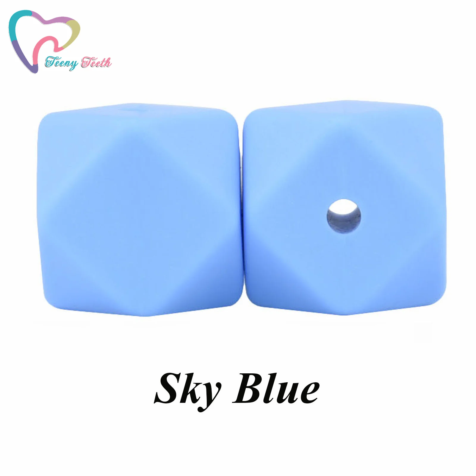 Тини Тиф 10 ШТ Небесно-голубые 14-17 ММ Гексагон Силиконовые Круглые Бусины Для Прорезывания Зубов Украшения Прикусывателя Для Крепления Пустышек Аксессуары Пищевого Класса.