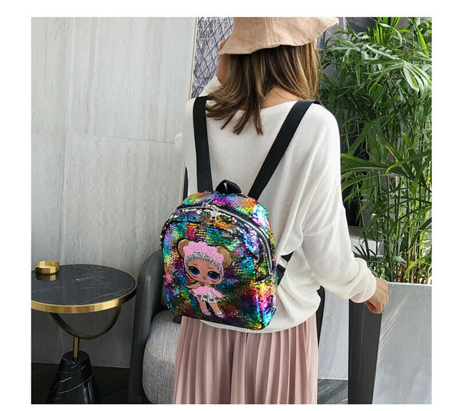 2019 женский рюкзак с блестками на плечо школьный Женский туристический для