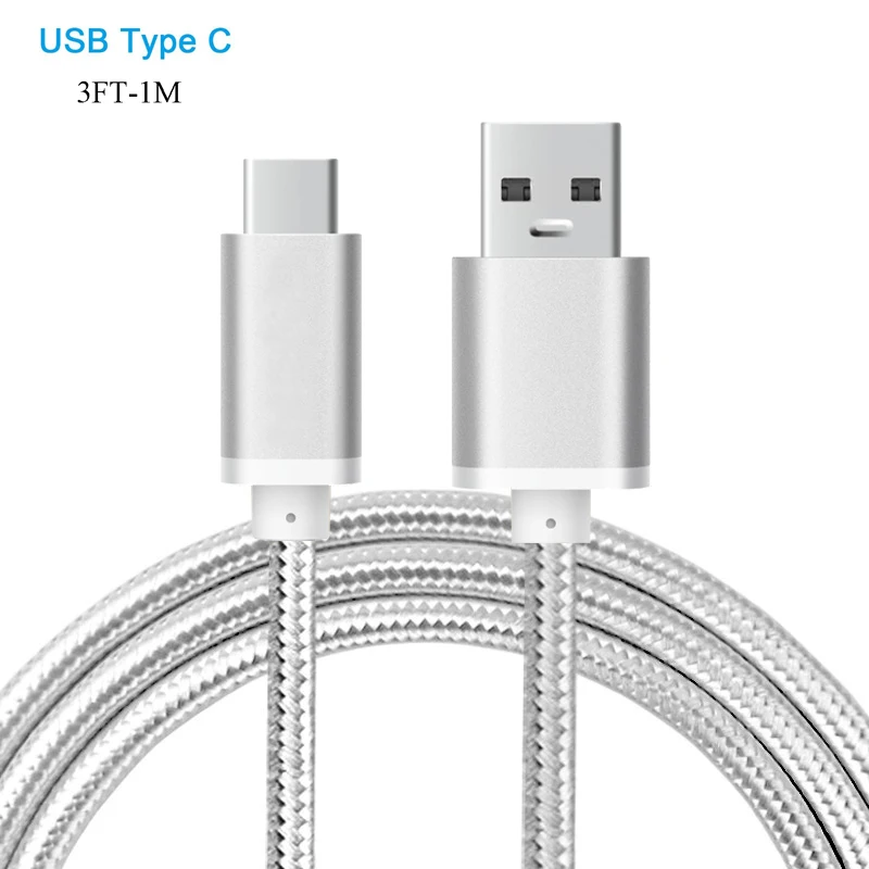 Премиум 1 м/3 фута алюминиевый нейлоновый USB Type C кабель для синхронизации данных и