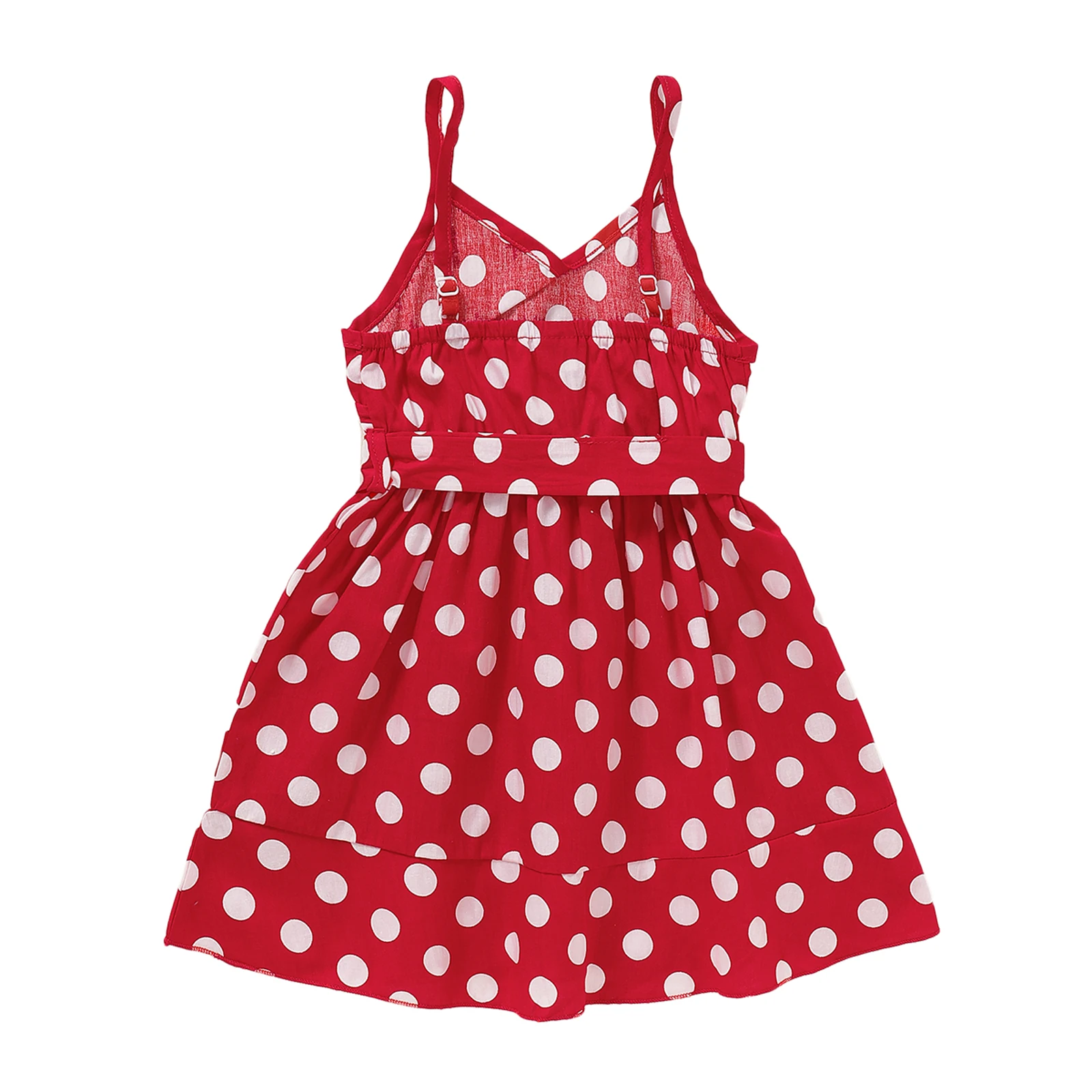 

Kid Dress for Girl 2021 Summer Casual Suspender Fashion Polka Dot V-neck Bandage A-line Princess Dress