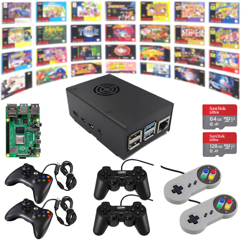 Фотоконсоль для видеоигр в стиле ретро Raspberry Pi 4 Model B 4G HDMI 128G 18000 встроенных