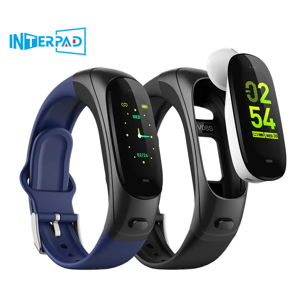 Interpad V08s мужской женский умный Браслет фитнес-трекер Водонепроницаемый