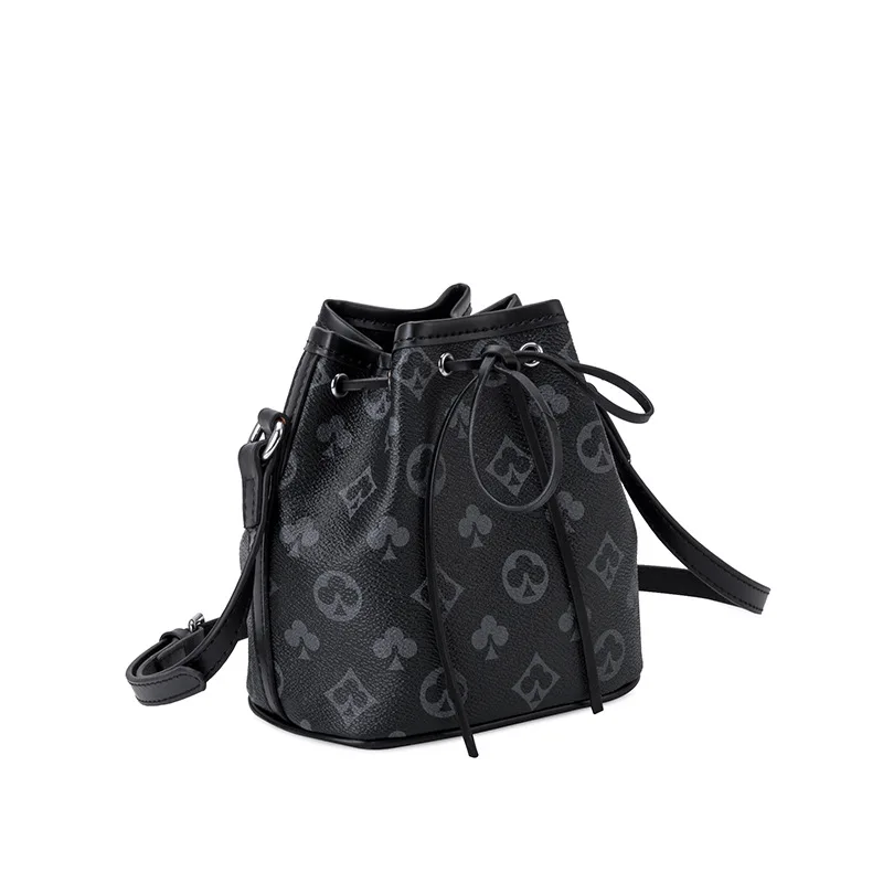 

Women's bag new printing retro bag Single Shoulder Messenger Bag old flower drawstring contrast bucket bag spot wholesale
