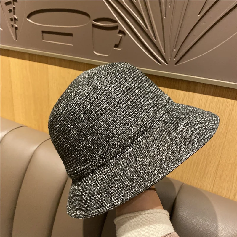 

Hat Female Summer Japanese Retro Sun Visor Bow Decorated Straw Hat Folding Basin Hat Fisherman Hat