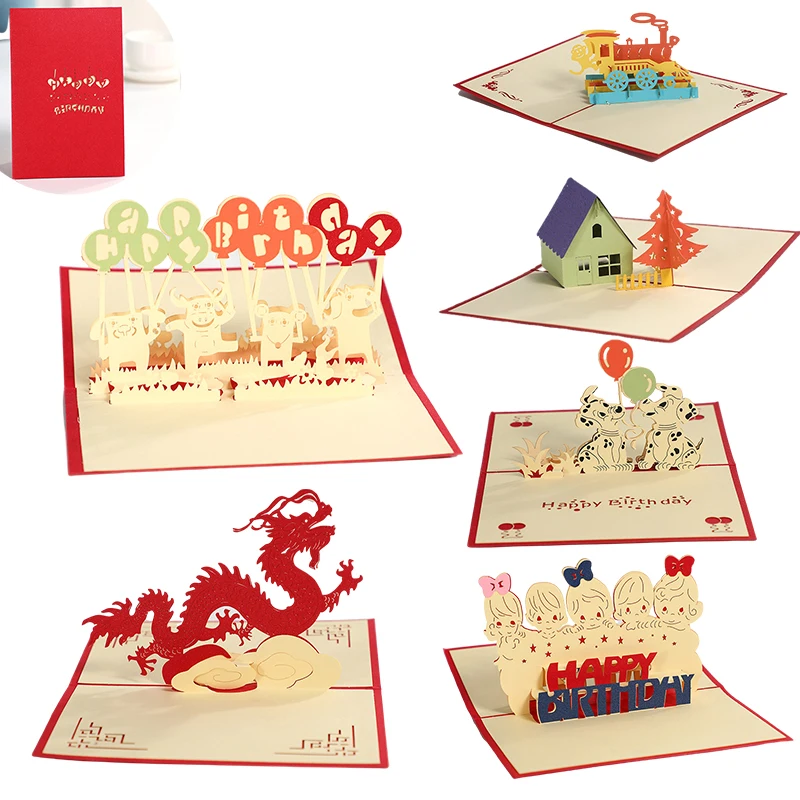 

3D Pop Up Card Animal Park Happy Birthday Invitation Card for Girl Kids Wife Husband Greeting Postcard Favor Gift with Envelopes