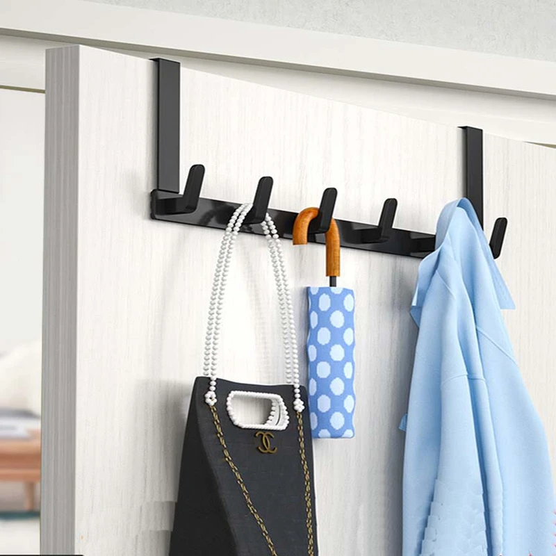 

Крючок для одежды за дверью, экономящий пространство над дверью, вешалка для одежды с 5 крючками, дверная Вешалка Стеллаж для хранения одежд...