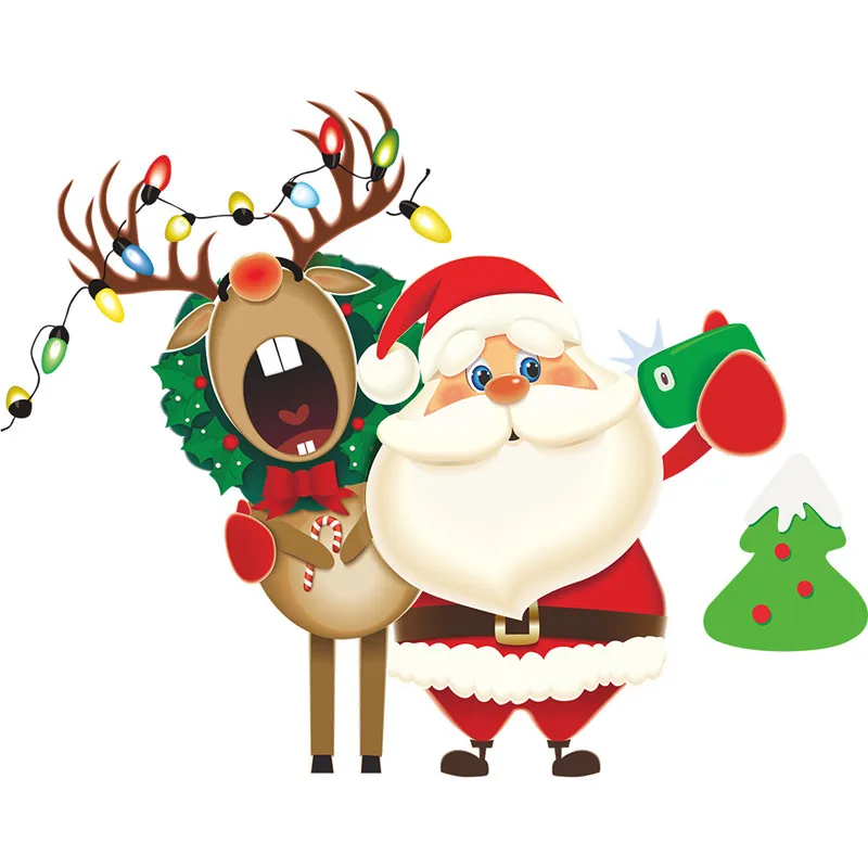 

Рождественские наклейки, Рождественский мультфильм, Санта-Клаус, олень, Рождественская елка, магазин, окно, стеклянная дверь, декоративные ...