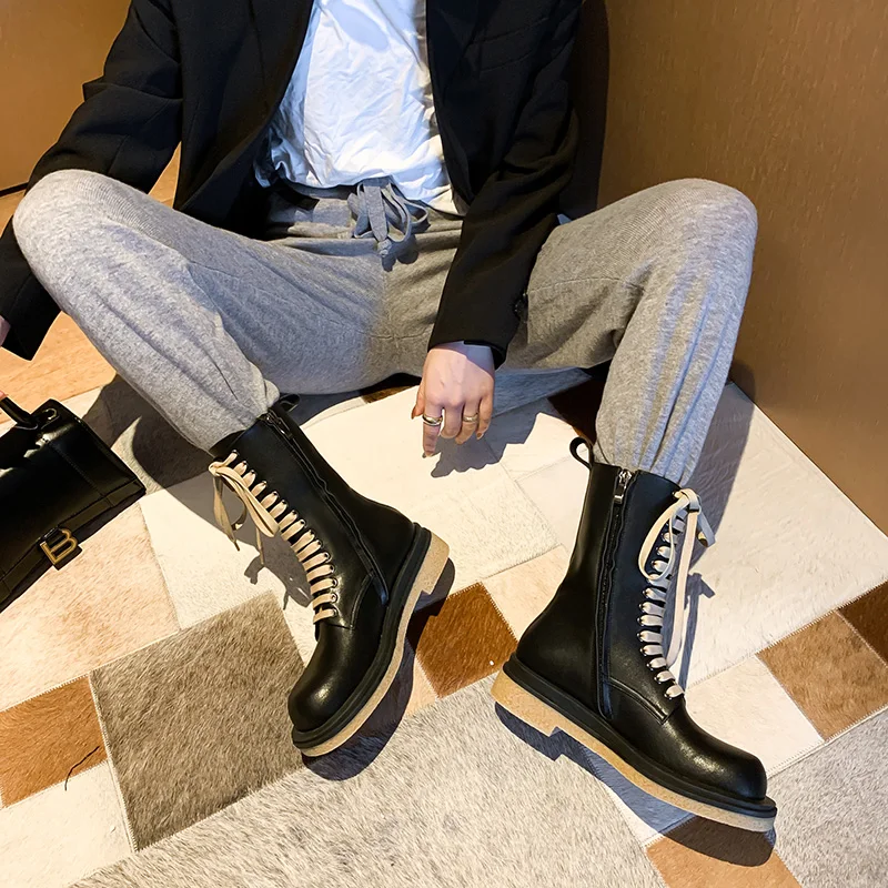 Женские ботинки-мартинсы Mordoan из натуральной коровьей кожи на толстом каблуке со