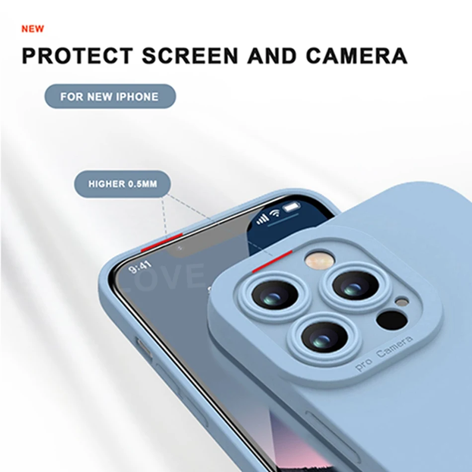 Phone Case For iPhone 13 Pro Max Liquid Silicone Luxury Original Cover For iPhone 11 12 Pro Max Mini X XR XS 7 8 Plus SE 2 Case