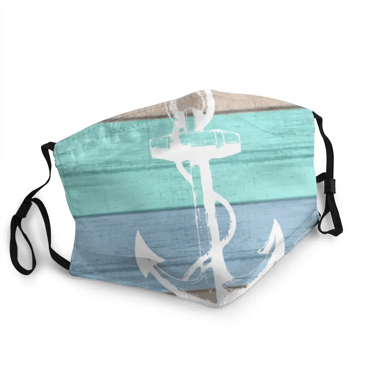 

Rustic Beach Wood Nautical Stripes Anchor Reusable Mouth Face Mask Anti Wind Dustproof Polyester Protection Cover Muffle