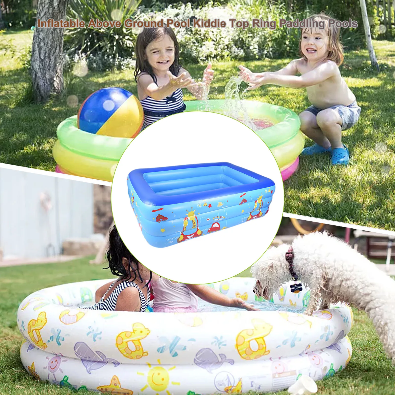 

1.3/1.5/1.8m Rectangular Inflatable Swimming Pool Thicken PVC Paddling Pool Bathing Tub Outdoor Summer Swimming Pool For Kids