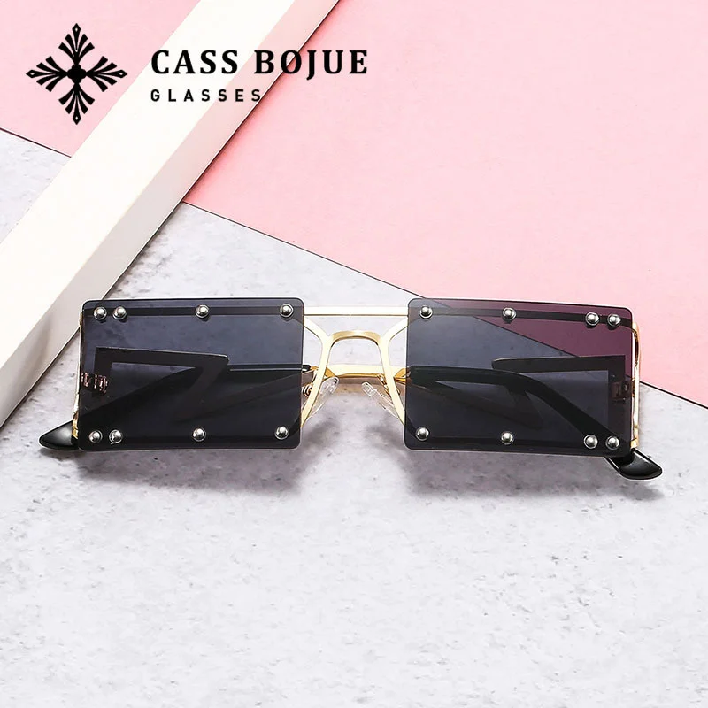 

New small frame square sunglasses metal personality external embedded lens design trend men's and women's UV400 Sunglasses