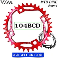 vxm bike chainwheel round mtb bike single disc 104bcd crank narrow wide chainring 32 34 36 38t aluminum alloy single speed tooth