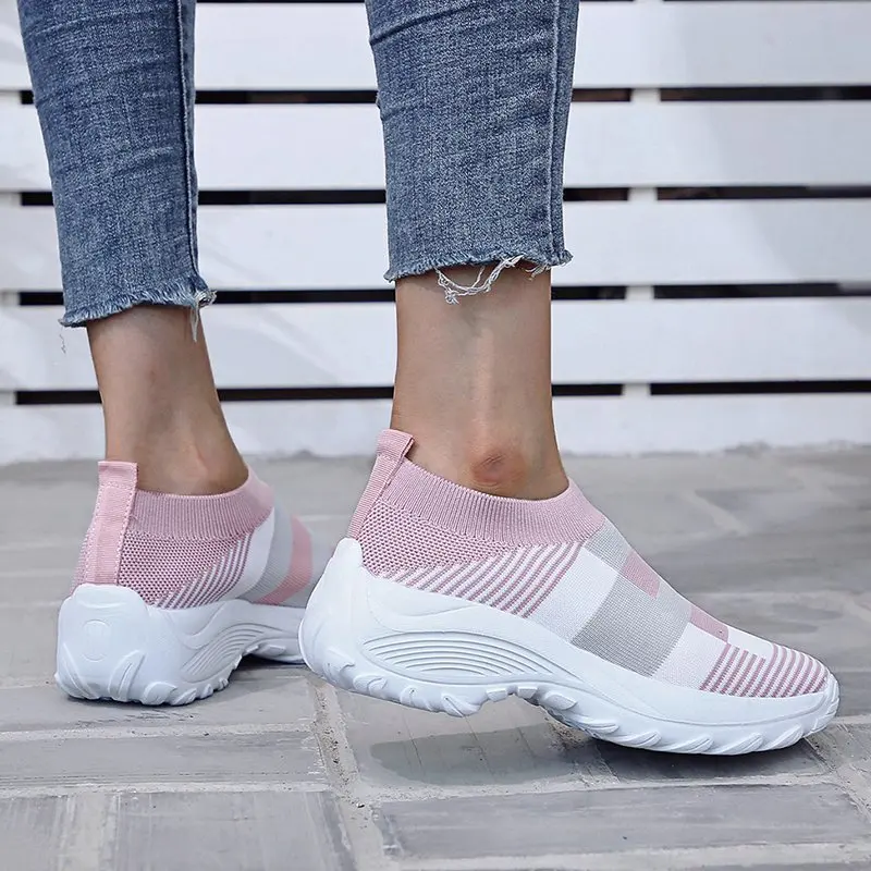 zapatillas mujer Women Running Shoes Sneakers Breathable Mesh Shoes Platform Sneakers Platform Slip-On Sneakers Walking