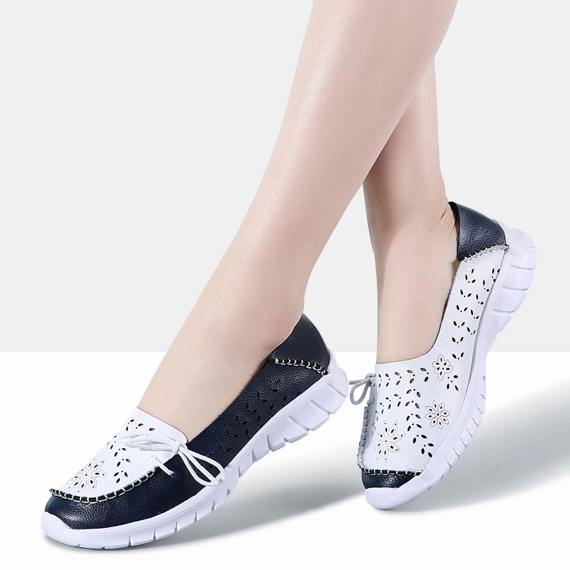 

2022 Fashion Women Flats Shoes Genuine Leather Shoes Woman Slip-on Ballerina Flats Mother Boat Shoes moccasins zapatillas mujer