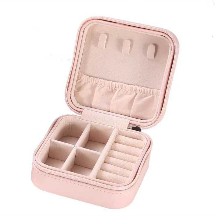 

Mini Jewelry Display Case Ring Box Cabinet Portable Organizer Case Travel Storage Portable Jewelry Earring Box Flannel Tray 1pc