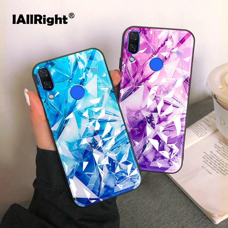 IAllRight 3D Алмазный дизайн для Huawei Honor 8X Чехол Жесткий ПК + мягкие ТПУ чехлы телефонов