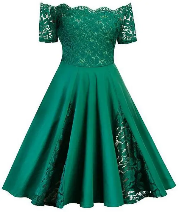 green vintage dress Для женщин Винтаж вечерние платье размера плюс 5XL сексуальный кружевной Панель с открытыми плечами платье Robe Femme женские булавки на шнуровке в стиле ретро платья Vestidos - Цвет: green vintage dress