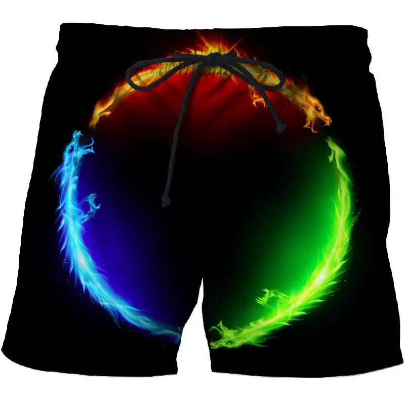

2021 New Blue Flame 3D Print Summer Shorts Surfing Beach Shorts Men Travel Quick Dry Vacation Streetwear Plage Board Shorts