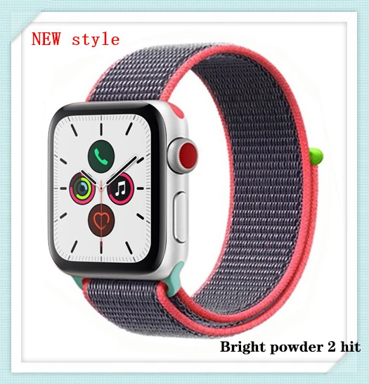 Нейлон pulseira для apple watch band 4 44 мм 40 мм(iwatch 5) apple watch 3 2 1 ремешок 42 мм 38 мм дышащий браслет ремень аксессуары - Цвет ремешка: Bright powder 2 hit